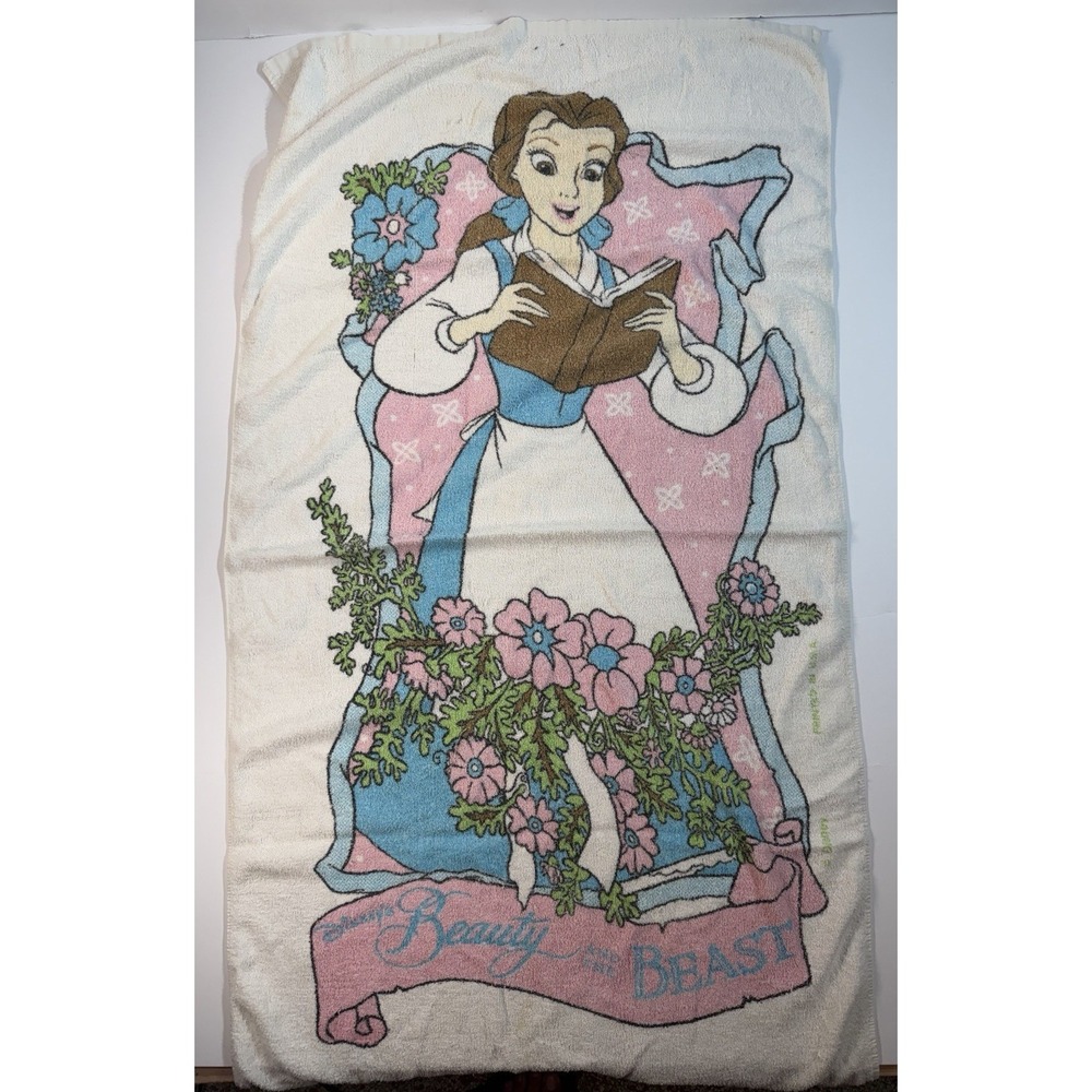 Vintage Disney Beauty And The Beast Belle Towel Blanket Floral Throw